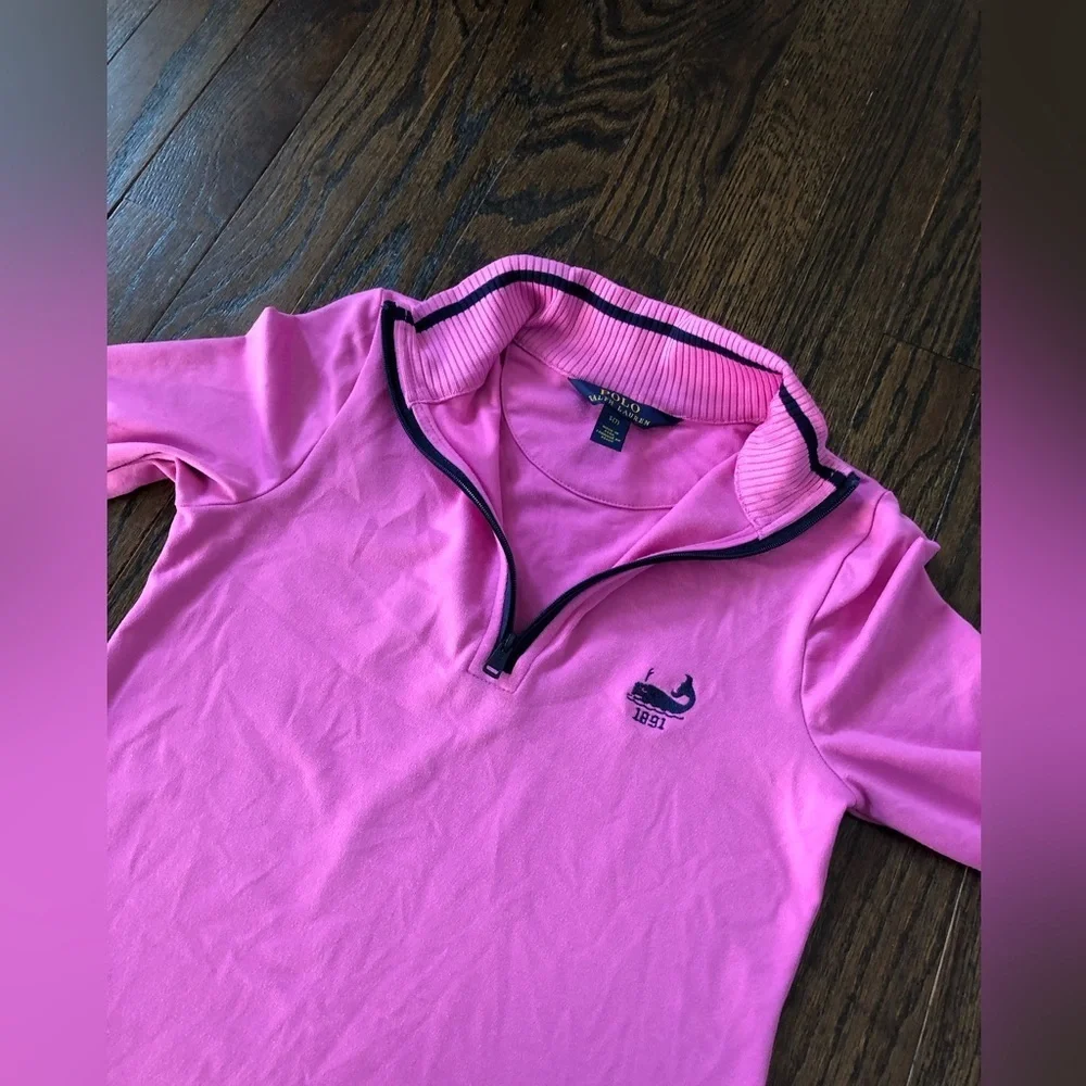 Polo Ralph Lauren Girls S (7Y) Hot Pink 1/4 Zip Active Track Jacket - EUC! - Picture 10 of 10